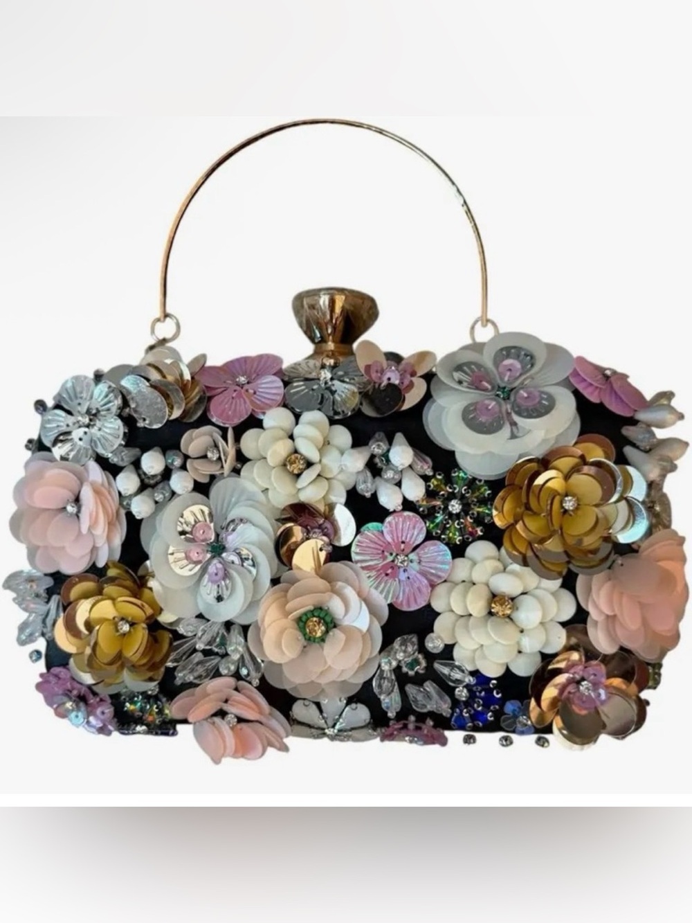 bebe DAISY CLUTCH BLACK MULTI NWT